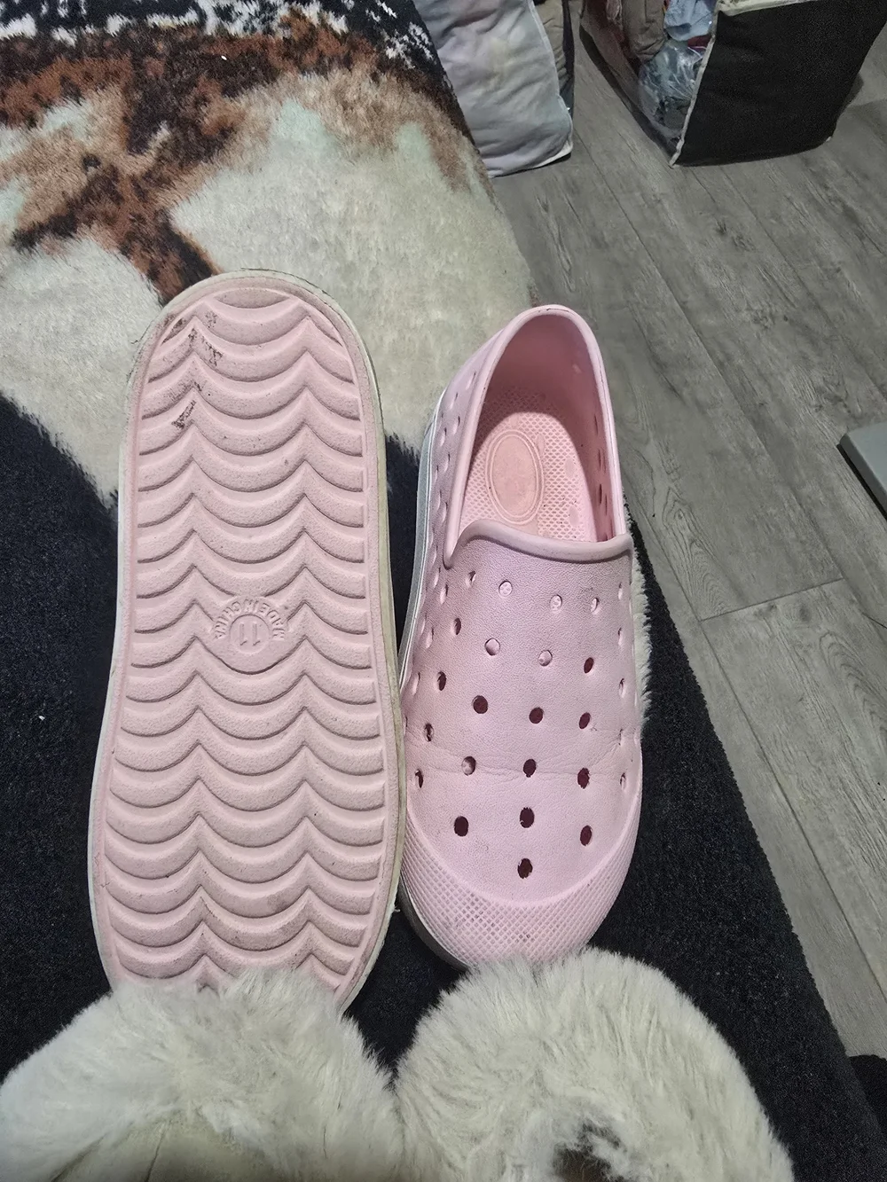 Kids Pink Slip-On Clog and Cream Faux-Fur Lined Slip-On Set
